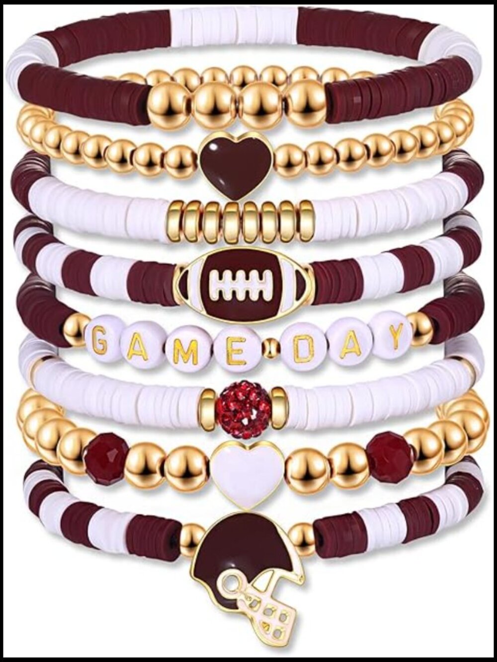 Stretch Beaded Friendship Bracelets Stackable Game Day Spirit Jewelry Set